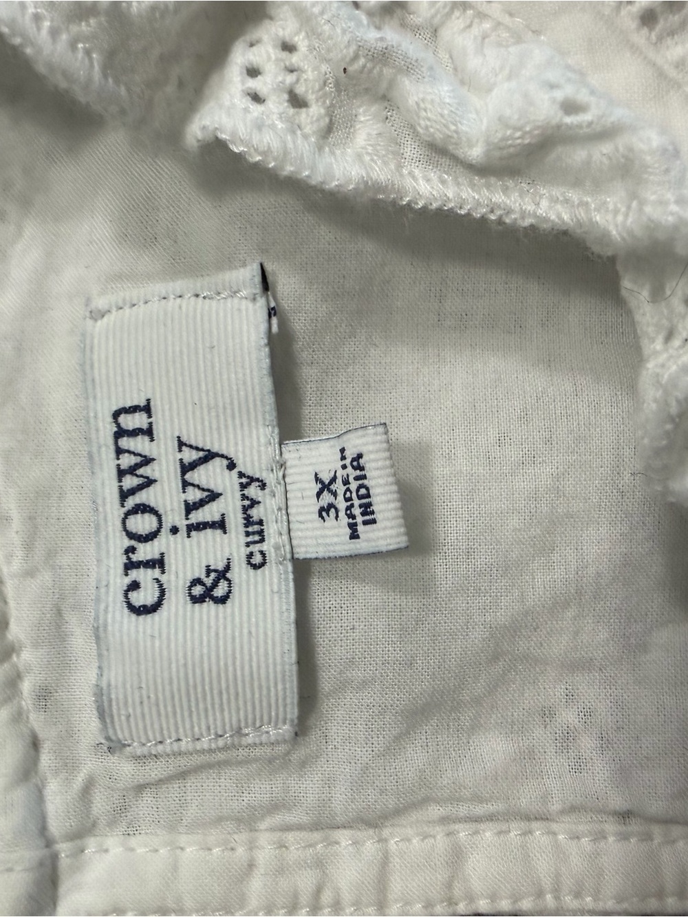 crown & ivy White Eyelet Ruffle Neck Tunic - Picture 3 of 3